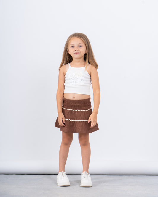 Embroidered Wave Mini Skirt