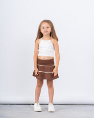 Embroidered Wave Mini Skirt