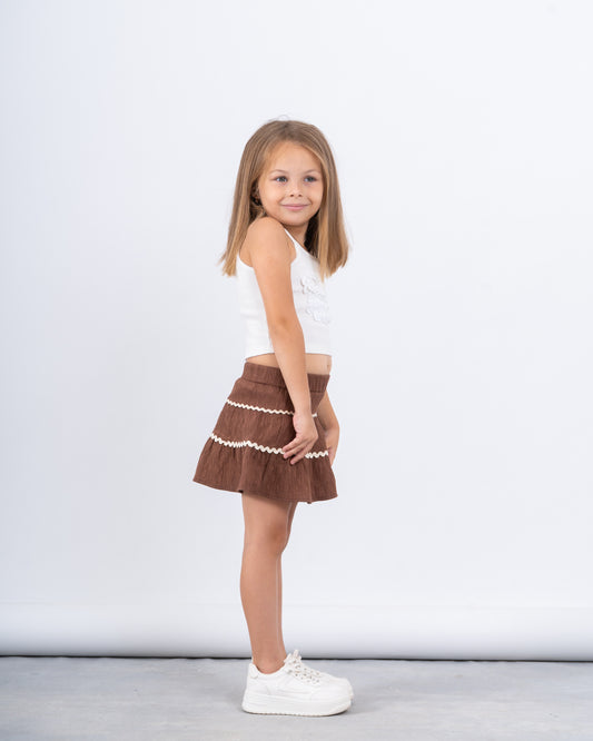 Embroidered Wave Mini Skirt