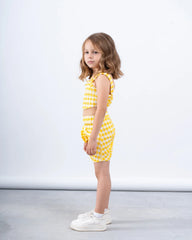 Gingham Ruched Skirt With Flower - Venti