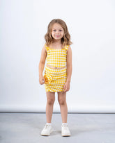 Gingham Ruched Skirt With Flower - Venti