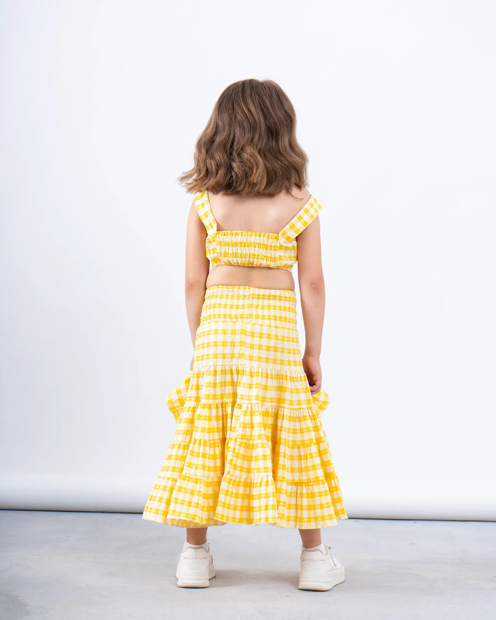 Gingham High-Low Ruffle Skirt - Venti