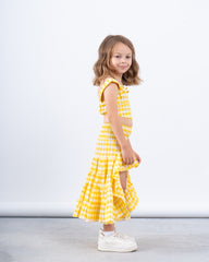 Gingham High-Low Ruffle Skirt