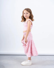Gingham High-Low Ruffle Skirt - Venti