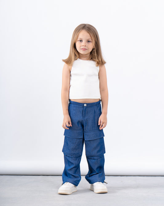 Soft Denim Utility Cargo Pants