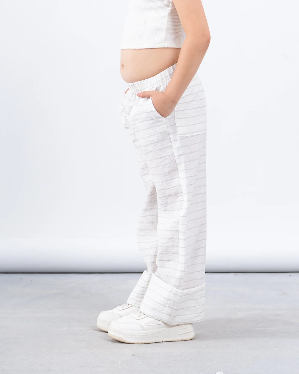 Linen Striped Wide-Leg Pants - Venti