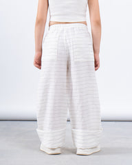 Linen Striped Wide-Leg Pants