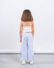 Striped Wide-Leg Pants With Side Ties