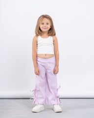 Striped Wide-Leg Pants With Side Ties