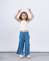 Side Bow Tie Pants With Slit