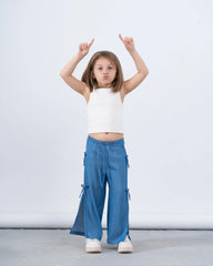 Side Bow Tie Pants With Slit - Venti