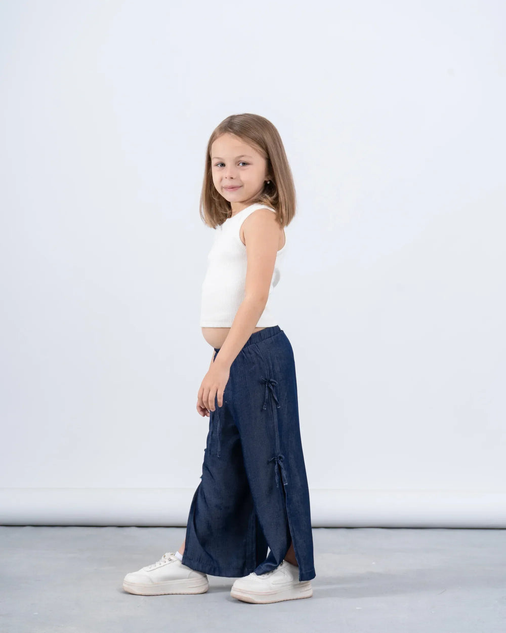 Side Bow Tie Pants With Slit - Venti