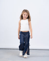Side Bow Tie Pants With Slit