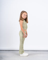 Textured Sheer Flared Pants