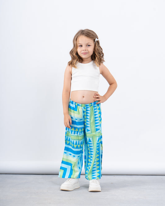 Printed Wide-Leg Pants
