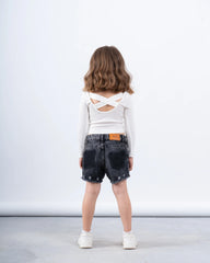 Ribbed Long Sleeve Cross-Back Top - Venti