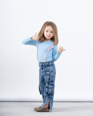 Long Sleeve Top With Decorative Stitch Detail