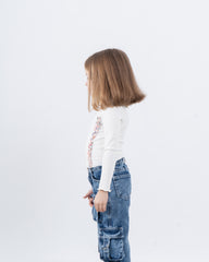 Long Sleeve Top With Decorative Stitch Detail