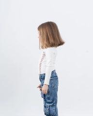 Long Sleeve Top With Decorative Stitch Detail - Venti