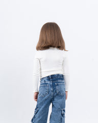 Long Sleeve Top With Decorative Stitch Detail