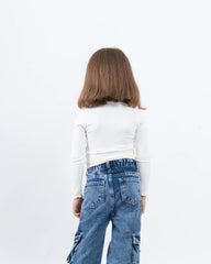 Long Sleeve Top With Decorative Stitch Detail - Venti