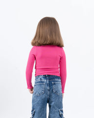 Long Sleeve Top With Decorative Stitch Detail - Venti