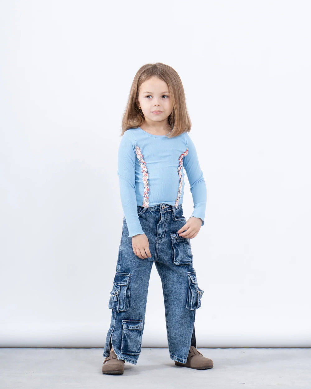 Long Sleeve Top With Decorative Stitch Detail - Venti