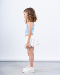 Crochet Flower Ribbed Halter Top