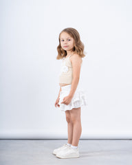 Crochet Flower Ribbed Halter Top