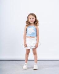 Crochet Flower Ribbed Halter Top