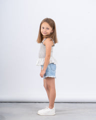 Smocked Peplum Strap Top