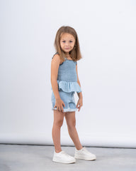 Smocked Peplum Strap Top