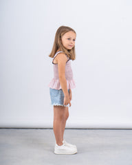 Smocked Peplum Strap Top