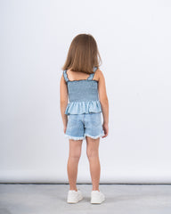 Smocked Peplum Strap Top
