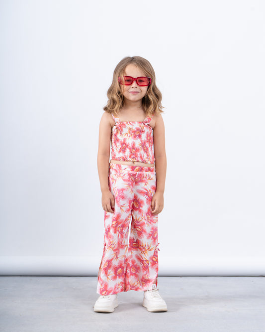 Smocked Floral Crop Top
