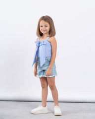 Striped Bow-Front Sparkling Top