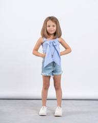 Striped Bow-Front Sparkling Top