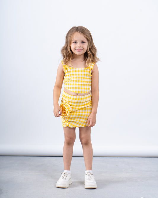 Gingham Crop Top With Bow Details