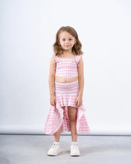 Gingham High-Low Ruffle Skirt - Venti