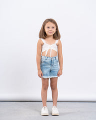 Metallic Tie-Front Crop Top