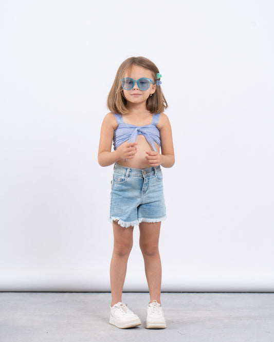 Metallic Tie-Front Crop Top