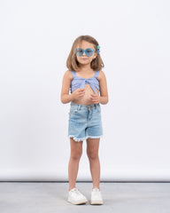 Metallic Tie-Front Crop Top