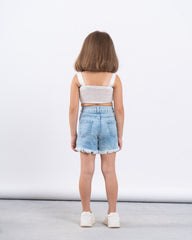 Metallic Tie-Front Crop Top