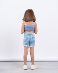 Metallic Tie-Front Crop Top