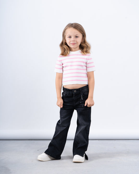 Ribbed Knit Striped T-Shirt