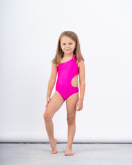 One-Shoulder Swimsuit With Flower Detail