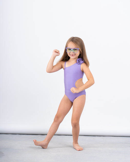 One-Shoulder Swimsuit With Flower Detail