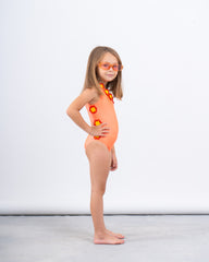 One-Shoulder Crochet Flower Trim Swimsuit