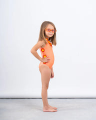 One-Shoulder Crochet Flower Trim Swimsuit - Venti