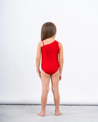 One-Shoulder Crochet Flower Trim Swimsuit - Venti